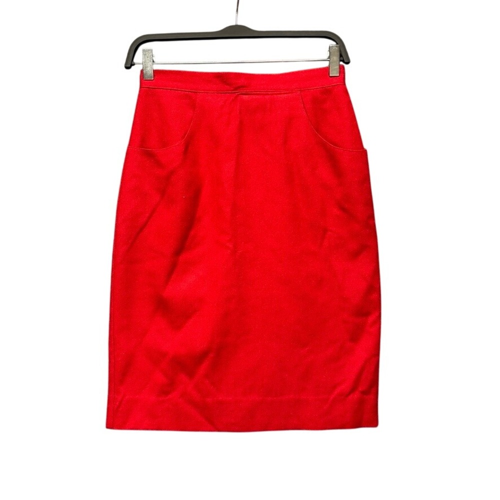 Vintage Ira Joyce Red Pure Wool Skirt ILGWU Union Made USA 25 Waist